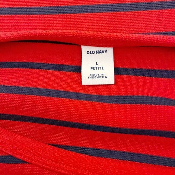 Old Navy Red Navy Blue Nautical Stripe Short Sleeve T Shirt Stretch Petite Dress - Picture 6 of 9